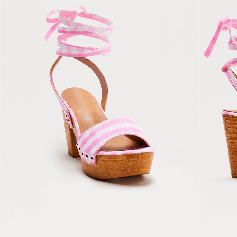 Fashion Nova Pink and White Checkered Heels